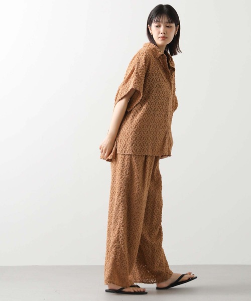 幾何柄カットジャガードシャツ アーガ Aga Aga Black 幾何柄カットジャガードシャツ （ブラック