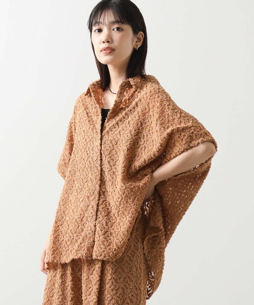 幾何柄カットジャガードシャツ セール】幾何カットジャガードシャツ（シャツ/ブラウス