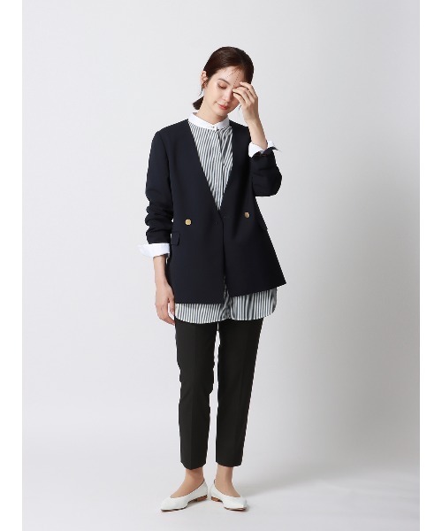 セール】テーパードパンツ ウォッシャブル ギャバストレッチ 無地