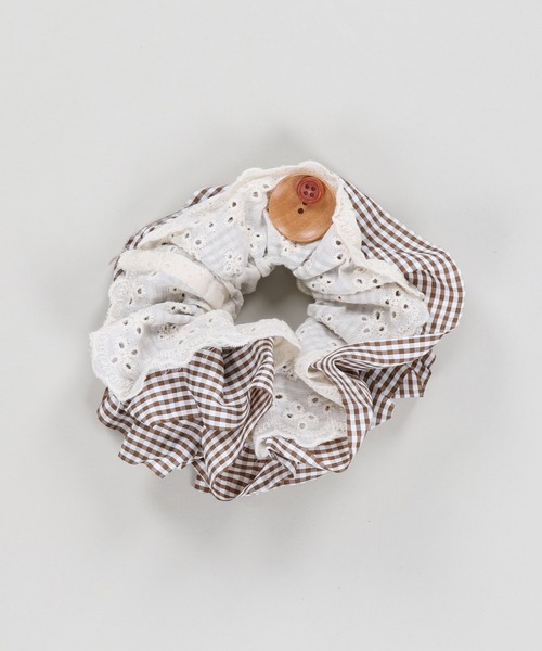 SPINNS（スピンズ）の「チェックボタンシュシュ/NEO森ガール（シュシュ・レディース・ブラウン/ブラック・ONESIZE）」の7枚目の写真