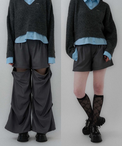 HARE 2wayメッシュカーゴパンツ ブラック HARE（ハレ）の「2WAYメッシュダブルポケットカーゴパンツ(HARE