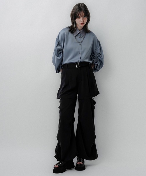 HARE（ハレ）の「2WAYアソートパラシュートパンツ(HARE)（カーゴパンツ・レディース・パープル/ブラック/ブラック系その他/ストライプ・FREE）」の6枚目の写真