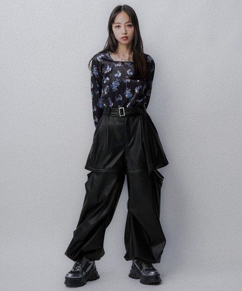 HARE（ハレ）の「2WAYアソートパラシュートパンツ(HARE)（カーゴパンツ・レディース・パープル/ブラック/ブラック系その他/ストライプ・FREE）」の7枚目の写真