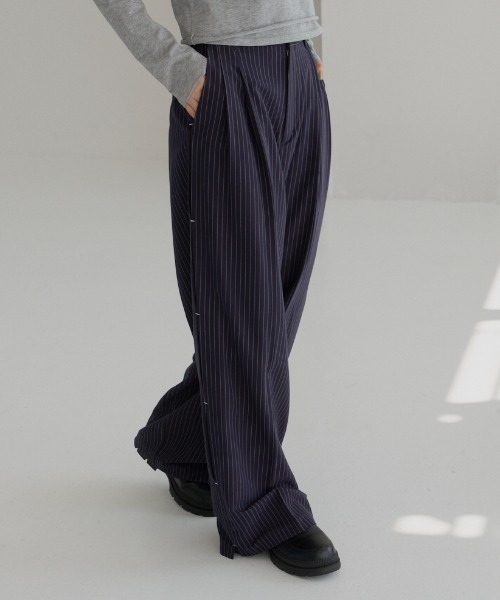 haek sサイズ stripe wide pants/ストライプワイドパンツ stripe wide pants/ストライプワイドパンツ（スラックス）｜haek