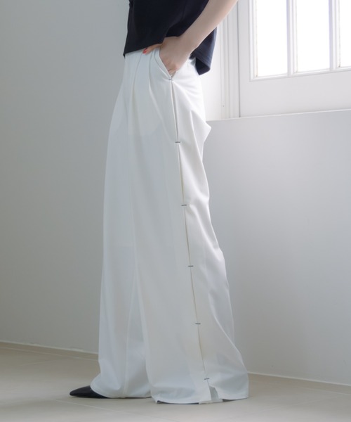 haek（ハク）の「stripe wide pants/ストライプワイドパンツ
