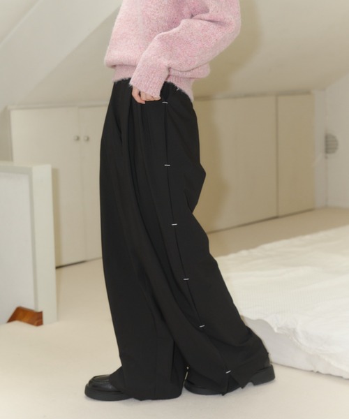 stripe wide pants/ストライプワイドパンツ（スラックス）｜haek