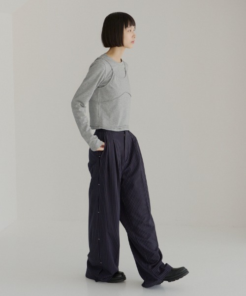 haek(ハク)の「stripe wide pants/ストライプワイドパンツ(スラックス・レディース・ネイビー/グレー/ブラック/チャコールグレー/ホワイト/ブラウン・SMALL/MEDIUM/X-SMALL)」の13枚目の写真
