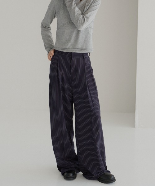 haek(ハク)の「stripe wide pants/ストライプワイドパンツ(スラックス・レディース・ネイビー/グレー/ブラック/チャコールグレー/ホワイト/ブラウン・SMALL/MEDIUM/X-SMALL)」の11枚目の写真