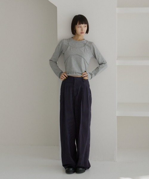 haek(ハク)の「stripe wide pants/ストライプワイドパンツ(スラックス・レディース・ネイビー/グレー/ブラック/チャコールグレー/ホワイト/ブラウン・SMALL/MEDIUM/X-SMALL)」の18枚目の写真