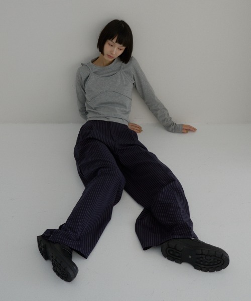 stripe wide pants/ストライプワイドパンツ（スラックス）｜haek