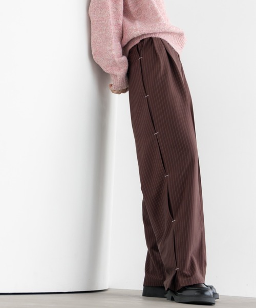 stripe wide pants/ストライプワイドパンツ（スラックス）｜haek（ハク