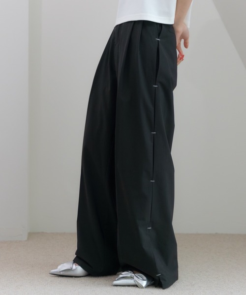 ストライプ ワイドパンツ スラックス stripe wide pants/ストライプワイドパンツ（スラックス）｜haek（ハク