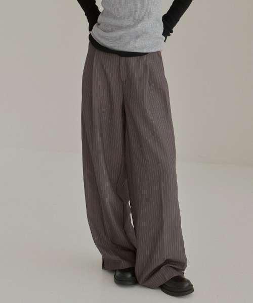 stripe wide pants/ストライプワイドパンツ（スラックス）｜haek