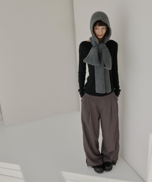 haek(ハク)の「stripe wide pants/ストライプワイドパンツ(スラックス・レディース・ネイビー/グレー/ブラック/チャコールグレー/ホワイト/ブラウン・SMALL/MEDIUM/X-SMALL)」の14枚目の写真