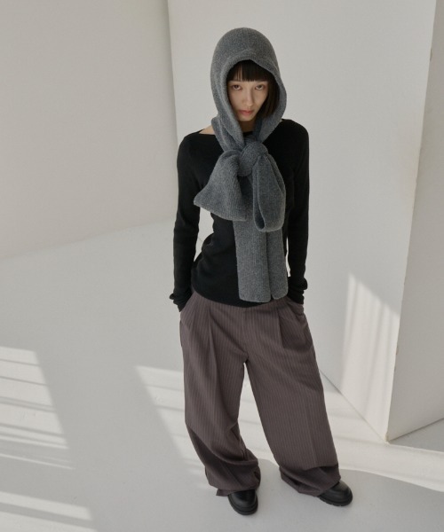 haek(ハク)の「stripe wide pants/ストライプワイドパンツ(スラックス・レディース・ネイビー/グレー/ブラック/チャコールグレー/ホワイト/ブラウン・SMALL/MEDIUM/X-SMALL)」の8枚目の写真