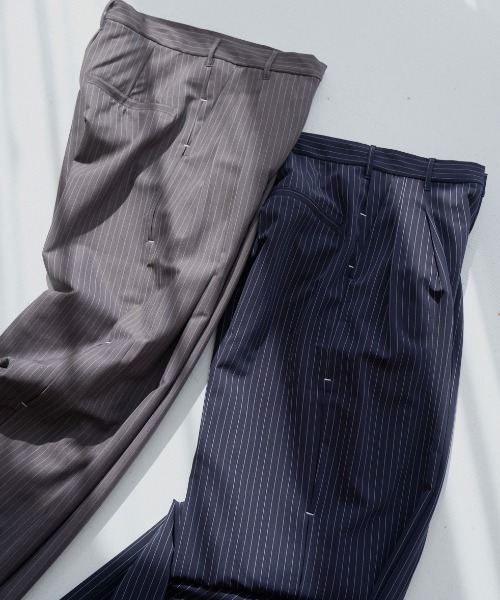 haek（ハク）の「stripe wide pants/ストライプワイドパンツ
