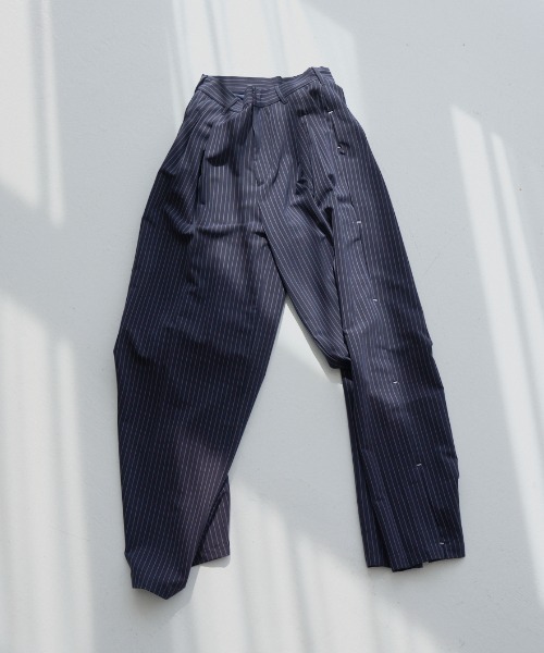 stripe wide pants/ストライプワイドパンツ（スラックス）｜haek