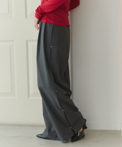 stripe wide pants/ストライプワイドパンツ（スラックス）｜haek