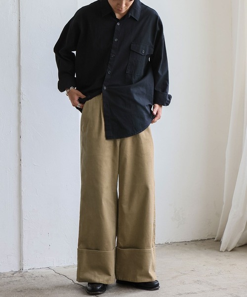 コーデュロイロールアップワイドパンツ