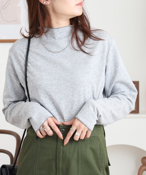 Arinomama(アリノママ)の「接結メロウハイネックプルオーバー(Tシャツ/カットソー・レディース・レッド系/ブラック/アイボリー/杢グレー・FREE)」の15枚目の写真