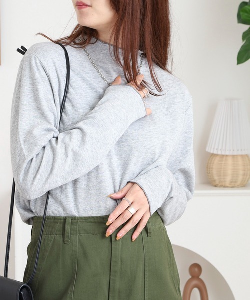 Arinomama(アリノママ)の「接結メロウハイネックプルオーバー(Tシャツ/カットソー・レディース・レッド系/ブラック/アイボリー/杢グレー・FREE)」の16枚目の写真