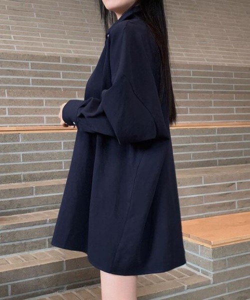 cammie(キャミー)の「オーバーサイズカラーシャツ(シャツ/ブラウス・レディース・ブラック/オリーブ/ライトピンク/オフホワイト・MEDIUM/LARGE)」の10枚目の写真
