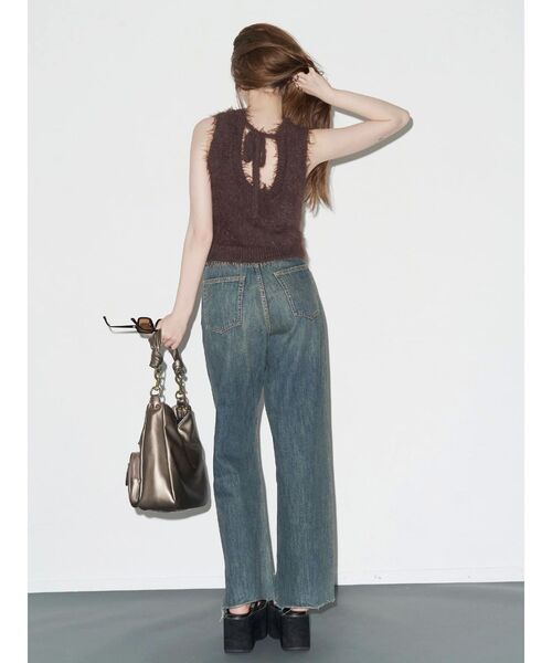 EVRIS（エヴリス）の「シンプルワイドデニムパンツ（デニムパンツ・レディース・ブラック/インディゴブルー/ライトブルー・X-SMALL/MEDIUM/SMALL）」の6枚目の写真