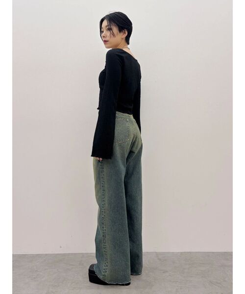 EVRIS（エヴリス）の「シンプルワイドデニムパンツ（デニムパンツ・レディース・ブラック/インディゴブルー/ライトブルー・X-SMALL/MEDIUM/SMALL）」の8枚目の写真