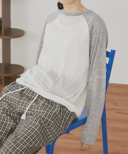MERLOT(メルロー)の「シアーラグランロンT(Tシャツ/カットソー・レディース・ネイビー/レッド/ホワイト・FREE)」の13枚目の写真