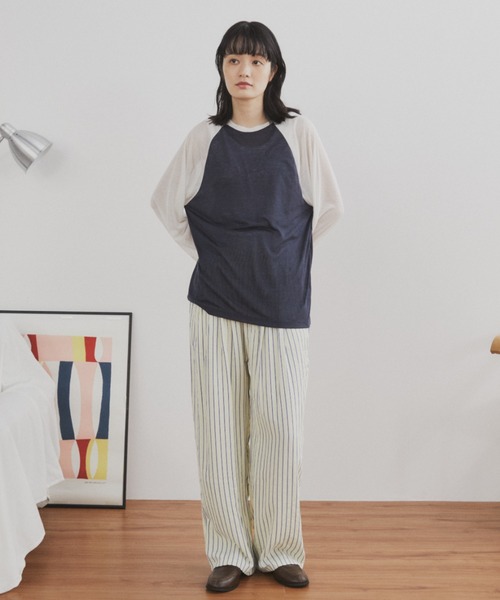 MERLOT(メルロー)の「シアーラグランロンT(Tシャツ/カットソー・レディース・ネイビー/レッド/ホワイト・FREE)」の22枚目の写真