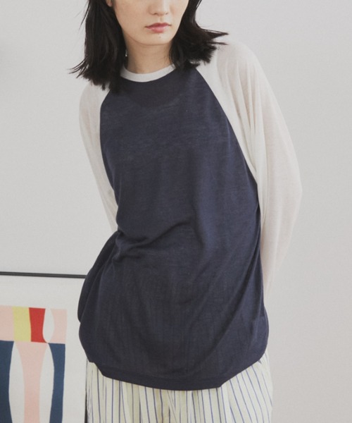 MERLOT(メルロー)の「シアーラグランロンT(Tシャツ/カットソー・レディース・ネイビー/レッド/ホワイト・FREE)」の19枚目の写真