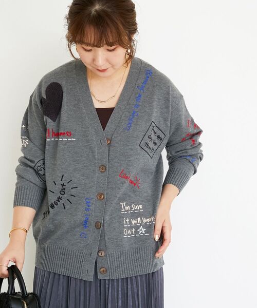 le.coeur blanc(ルクールブラン)の「《手洗い可能》TORRAZZO DONNA エンブロイダリーニットカーデ(カーディガン/ボレロ・レディース・グレー/アイボリー・38)」の10枚目の写真