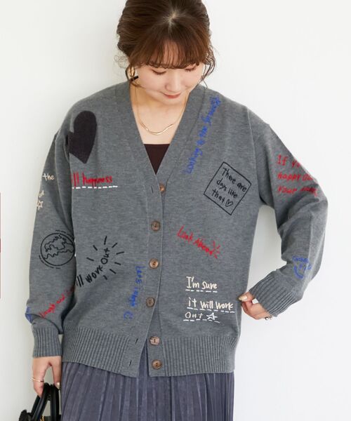 セール】《手洗い可能》TORRAZZO DONNA エンブロイダリーニットカーデ