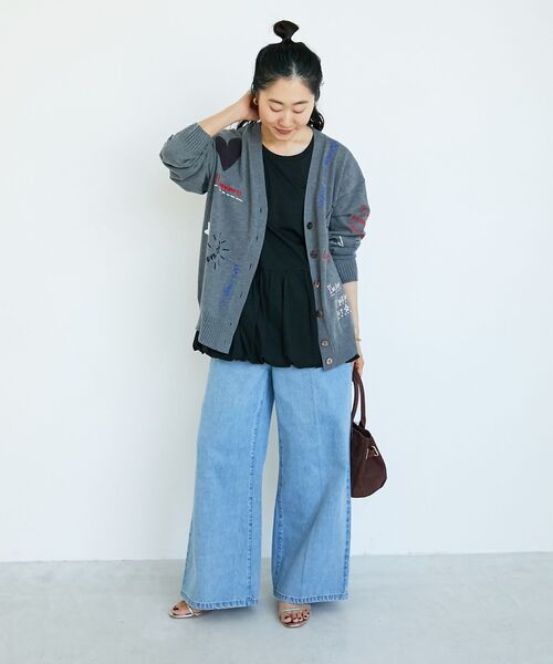 le.coeur blanc(ルクールブラン)の「《手洗い可能》TORRAZZO DONNA エンブロイダリーニットカーデ(カーディガン/ボレロ・レディース・グレー/アイボリー・38)」の22枚目の写真