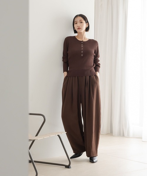 LOWRYS FARM（ローリーズファーム）の「シアーヘンリーニットプルオーバー  587720（ニット/セーター・レディース・ブラック/ブラウン/アイボリー/ピンク・LARGE/MEDIUM）」の7枚目の写真