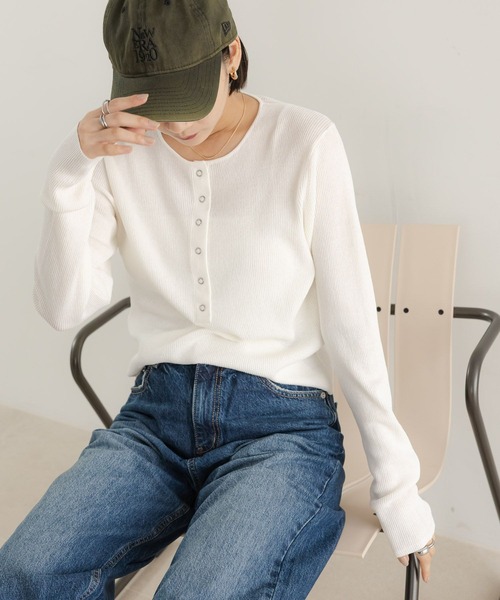 LOWRYS FARM（ローリーズファーム）の「シアーヘンリーニットプルオーバー  587720（ニット/セーター・レディース・ブラック/ブラウン/アイボリー/ピンク・LARGE/MEDIUM）」の11枚目の写真