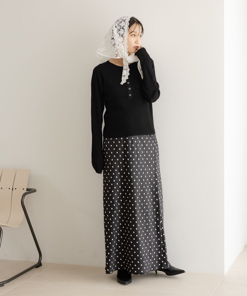 LOWRYS FARM（ローリーズファーム）の「シアーヘンリーニットプルオーバー  587720（ニット/セーター・レディース・ブラック/ブラウン/アイボリー/ピンク・LARGE/MEDIUM）」の13枚目の写真