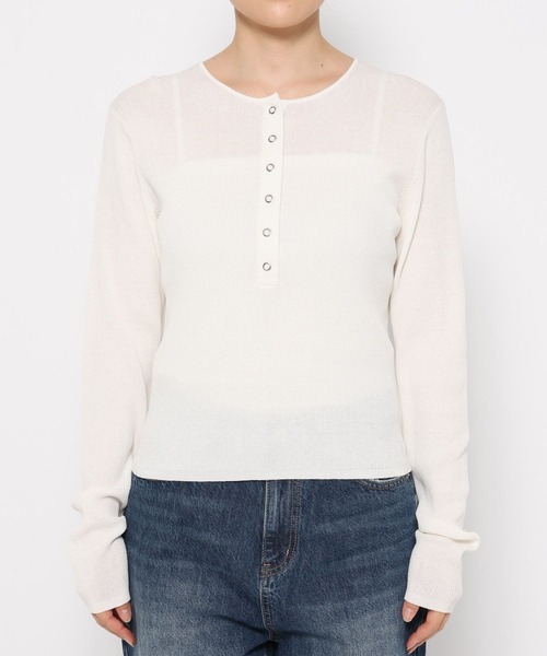 LOWRYS FARM（ローリーズファーム）の「シアーヘンリーニットプルオーバー  587720（ニット/セーター・レディース・ブラック/ブラウン/アイボリー/ピンク・LARGE/MEDIUM）」の15枚目の写真