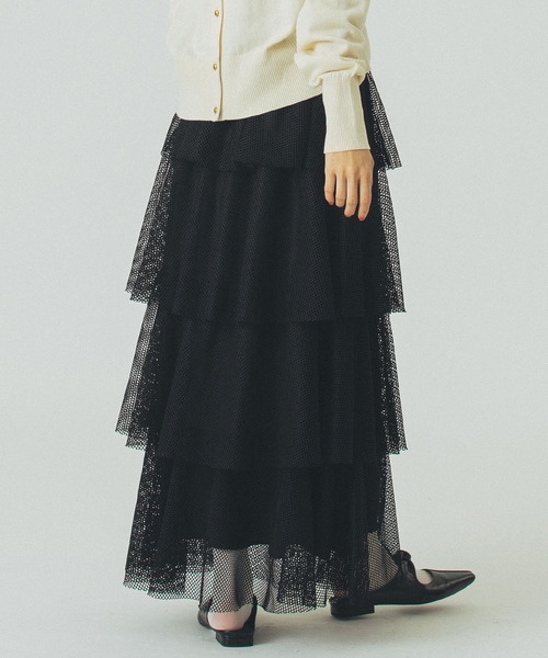 ROSE BUD（ローズバッド）の「MESH TIRERD SKIRT（スカート・レディース・ブラック/グレー・ONE SIZE）」の5枚目の写真