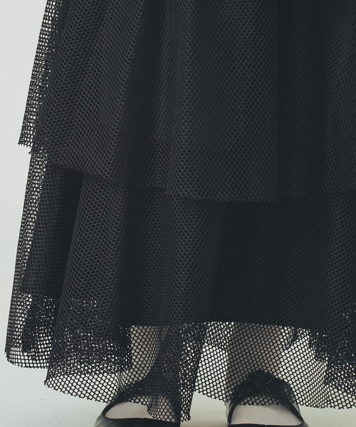 ROSE BUD（ローズバッド）の「MESH TIRERD SKIRT（スカート・レディース・ブラック/グレー・ONE SIZE）」の7枚目の写真