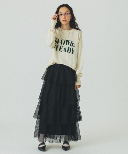 ROSE BUD（ローズバッド）の「MESH TIRERD SKIRT（スカート・レディース・ブラック/グレー・ONE SIZE）」の10枚目の写真