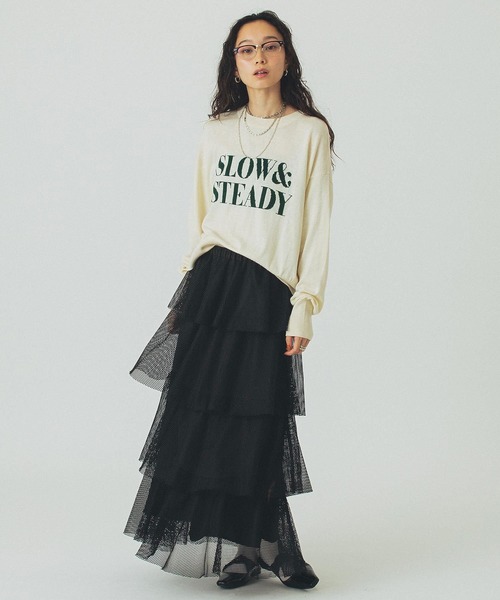 ROSE BUD（ローズバッド）の「MESH TIRERD SKIRT（スカート・レディース・ブラック/グレー・ONE SIZE）」の11枚目の写真