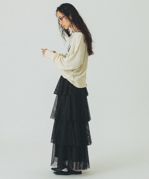 ROSE BUD（ローズバッド）の「MESH TIRERD SKIRT（スカート・レディース・ブラック/グレー・ONE SIZE）」の15枚目の写真