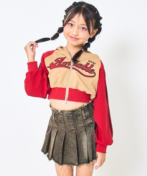 ANAP kids（アナップキッズ）の「ダブルジップ ジャージ パーカー【ジュニアお揃い】（パーカー・キッズ・ネイビー/カーキ/ブラック系その他/レッド・120cm/130cm/110cm）」の4枚目の写真