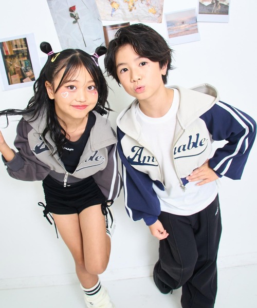 ANAP kids（アナップキッズ）の「ダブルジップ ジャージ パーカー【ジュニアお揃い】（パーカー・キッズ・ネイビー/カーキ/ブラック系その他/レッド・120cm/130cm/110cm）」の15枚目の写真