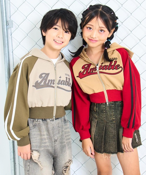 ANAP kids（アナップキッズ）の「ダブルジップ ジャージ パーカー【ジュニアお揃い】（パーカー・キッズ・ネイビー/カーキ/ブラック系その他/レッド・120cm/130cm/110cm）」の17枚目の写真
