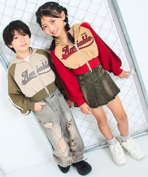ANAP kids（アナップキッズ）の「ダブルジップ ジャージ パーカー【ジュニアお揃い】（パーカー・キッズ・ネイビー/カーキ/ブラック系その他/レッド・120cm/130cm/110cm）」の18枚目の写真