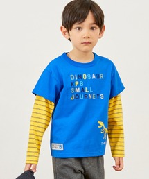 恐竜刺しゅう レイヤード風長袖Tシャツ