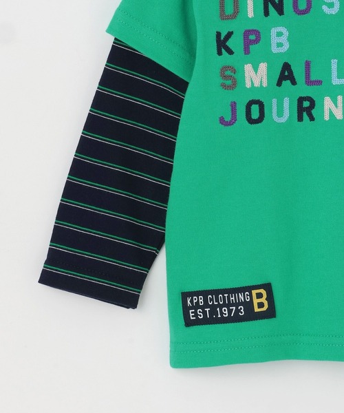 KP BOY（ケーピーボーイ）の「恐竜刺しゅう レイヤード風長袖Tシャツ（Tシャツ/カットソー・キッズ・ブルー/グリーン・90cm/110cm/100cm/120cm/80ｃｍ）」の8枚目の写真