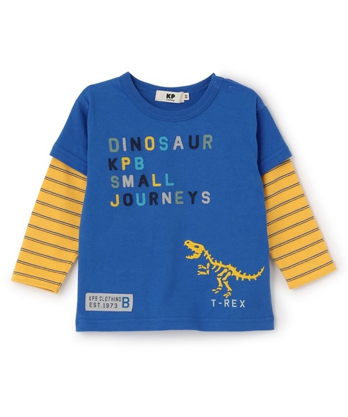 KP BOY（ケーピーボーイ）の「恐竜刺しゅう レイヤード風長袖Tシャツ（Tシャツ/カットソー・キッズ・ブルー/グリーン・90cm/110cm/100cm/120cm/80ｃｍ）」の11枚目の写真